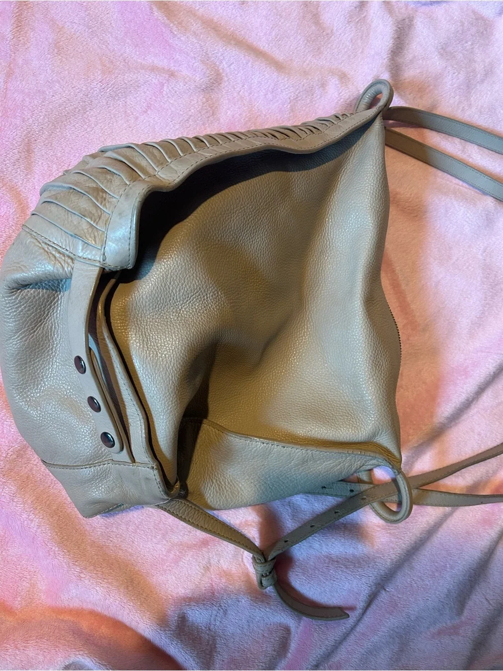 Kooba Calabasa Cream Leather Convertible Backpack Hobo Bag